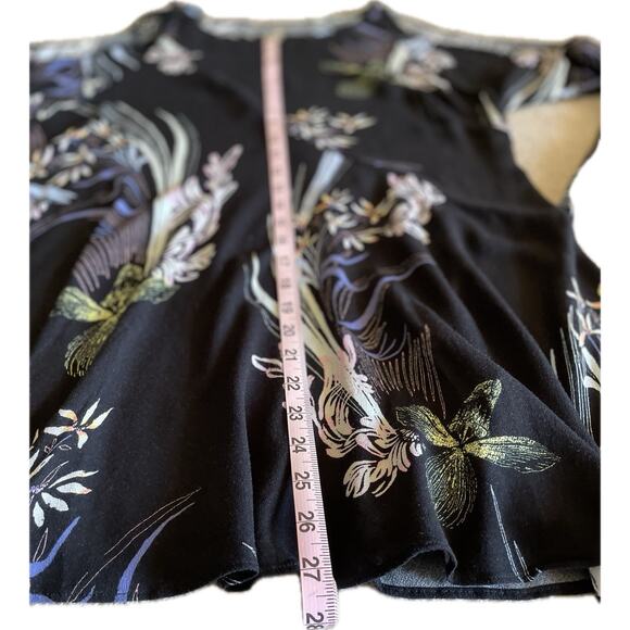 Free People Clear Skies Cold-Shoulder Tunic Dress Black Floral XS Boho Festival - Picture 7 of 8